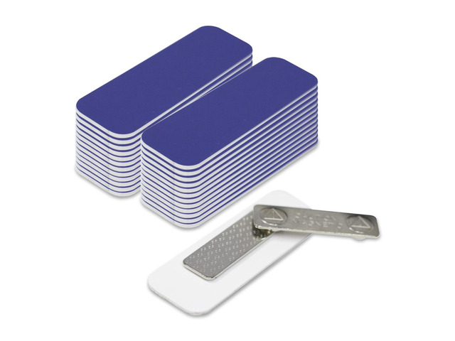 Blue Name Tag Blanks 25 Pack, 1' x 3', Round Corners, Plastic DIY Engravable Badges with Magnetic Backing Badges
