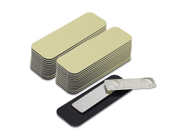 Brushed Gold Name Tag Blanks 25 Pack, 1' x 3', Round Corners, Durable Plastic Engravable Badges with Magnetic Backing Badges