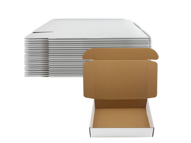 14x10x3 inch Shipping Boxes Set of 20, White Corrugated Cardboard Mailers Mailing Boxes Bulk for Birthday Wedding Party Book Literature Gift...