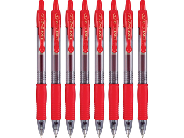 G2 Premium Gel Roller Pens, Bold Point 1 mm, Red Pens, Pack of 8