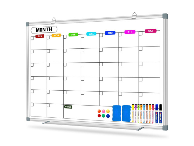 Dry Erase Board Calendar for Wall, 36' x 24' Monthly Whiteboard Magnetic Calendar Whiteboard for Wall, Aluminum Frame, Planning Board Bulletin...