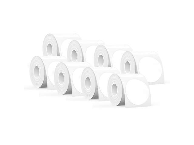 T50M Series Genuine Round Label Tape, 2'', 8 Rolls, White RFID Auto Size Detection, Laminated & Durable, Waterproof & Oilproof, Strong Adhesive,...