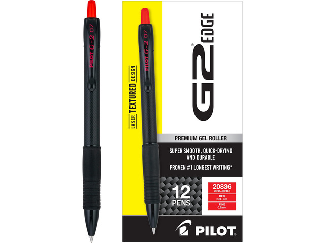 G2 Edge Red Pens, 12ct box, Fine Point 0.7 mm