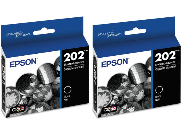 T202 Claria -Ink Standard Capacity Black -Cartridge (T202120-S) for Select Expression and Workforce Printers (Pack of 2)