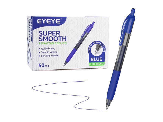 G-103 Retractable Gel Pen 0.5mm, 50 Pack Extra Fine Point Blue Ink Pens Quick Drying, Ballpoint Pen Fine Point Smooth Writing Pens for for Office...