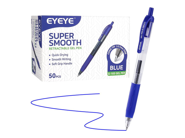 G-103 Retractable Gel Pens 0.7mm, 50 Pack 0.7 mm Blue Ink Medium Point Ballpoint Pen Quick Drying, Pen Fine Point Smooth Writing Pens for for...
