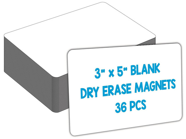 Dry Erase Magnets, Blank Magnetic Dry Erase Lables, 36Pack, 3' x 5' Erasable Magnets for Whiteboard, Multipurpose White Magnetic Labels to Write...