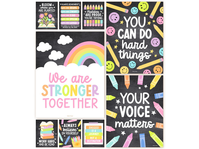 Motivational Poster for Classroom Decor Teacher Must Haves School Posters Chalkboard Growth Mindset Posters, Inspirational Wall Decor Middle...