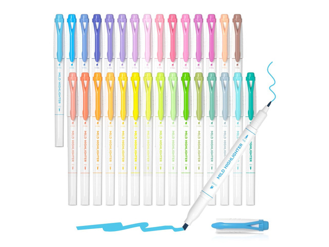 30 Colors Highlighters, Pastel Highlighter Pens Assorted Colors, Dual Tip Mild Color Markers, Perfect for Adults Teachers Students Underlining,...