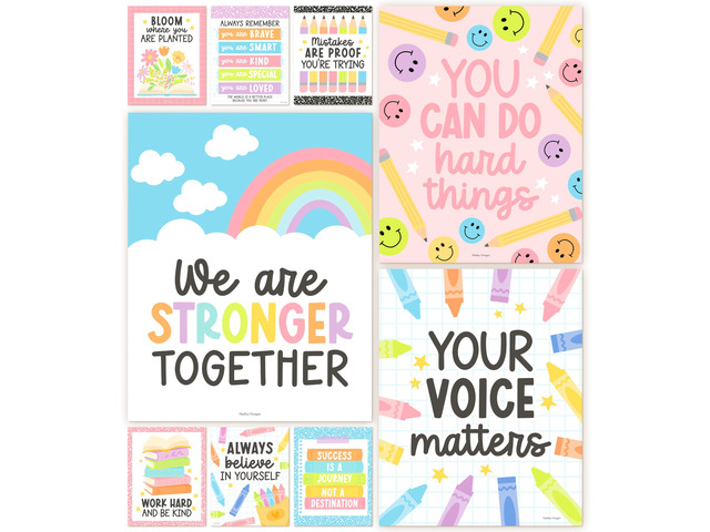 Motivational Poster for Classroom Decor Teacher Must Haves School Posters Pastel Growth Mindset Posters, Inspirational Wall Decor Middle School,...