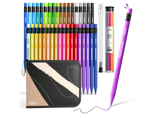 2.6mm Mechanical Colored Pencils for Adults 36PCS Twistable Colored Pencil Set with Storage Bag, Drawing Pencils Drafting Tools Ideal for Both...
