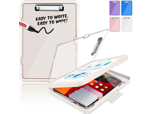 Clipboard, Clipboard with Storage, Heavy Duty Clip Boards 8.5x11, Protective Over Molded Edge, Plastic Clipboards, Contractor Folder with Internal...