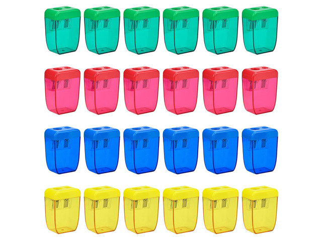 24Pcs Pencil Sharpener Manual, Small Dual Hole Pencil Sharpeners Bulk for School Office Home, Back to School Supplies