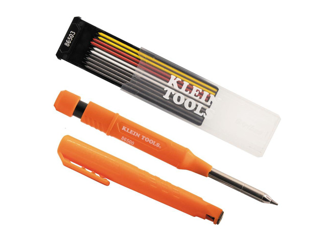 80189 Skribes 2.8 mm Mechanical Carpenter Pencil with Built-In Sharpener and 10-Pack Assorted Color Leads, for Deep Hole Marking for Woodworking...