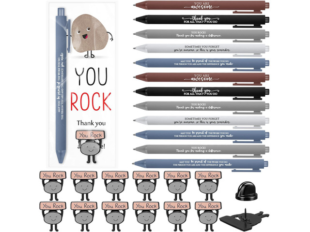 100 Sets You Rock Motivational Employee Appreciation Funny Gifts Bulk Ballpoint Pens Inspirational Cards Brooch Pin Opp Bags Inspirational Funny...
