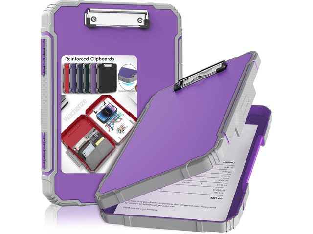 Clipboard, Clipboard with Storage, Heavy Duty Clip Boards 8.5x11, Protective Over Molded Edge, Plastic Clipboards, Contractor Folder with Internal...
