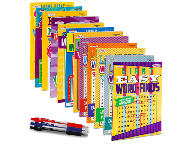 12-Pack 1000+ Large WordSearch Puzzle Books for Adults, Aging Seniors Brain Stimulation Giant Print Words Activity Books (Pack Bulk), Paperback - 8x10