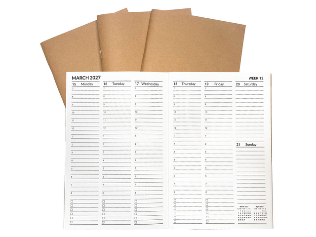 A5 Planner Jul 2026 - Dec 2027, Travelers Notebook Inserts, Travelers Notebook Calendar, Vertical Design Weekly and Monthly Calendar, 100gsm Paper,...
