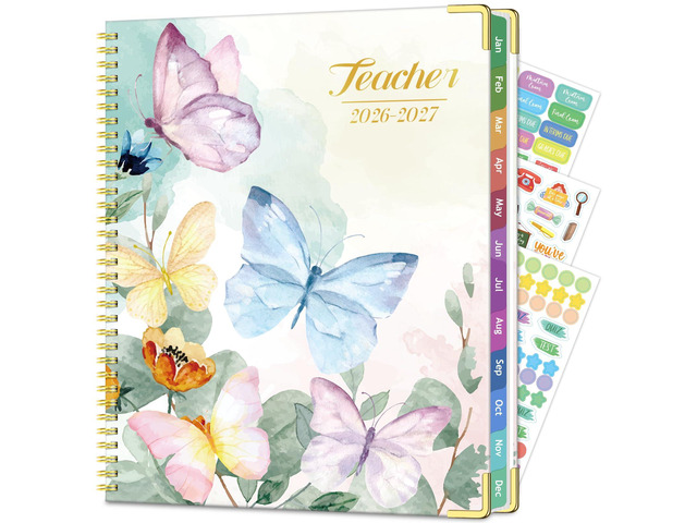 Teacher Planner 2026-2027, Lesson Plan Book for Teachers 8.5'x11' July 2026-June 2027 Academic Year, Teacher Calendar with 14 Checklists & Gold...