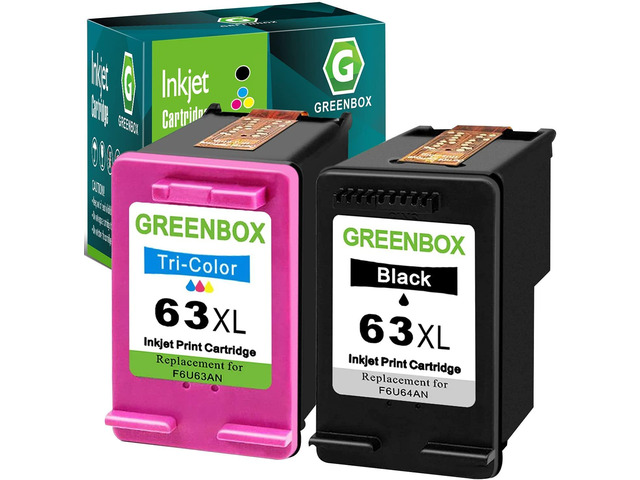 63XL Ink Cartridges Combo Pack for 63 F6U64AN F6U63AN, 2 Pack Replacement for HP 63XL Ink Cartridge for OfficeJet 3830 5255 5258 Envy 4520 4512...