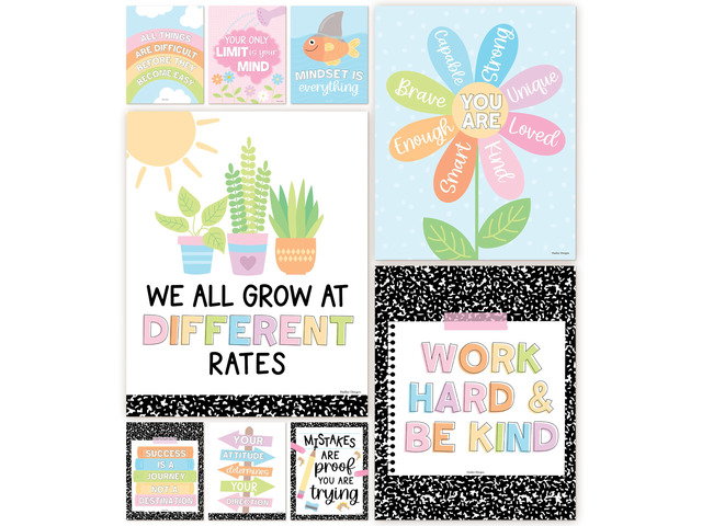 Motivational Poster for Classroom Decor Teacher Must Haves School Posters Pastel Growth Mindset Posters, Inspirational Wall Decor Middle School,...
