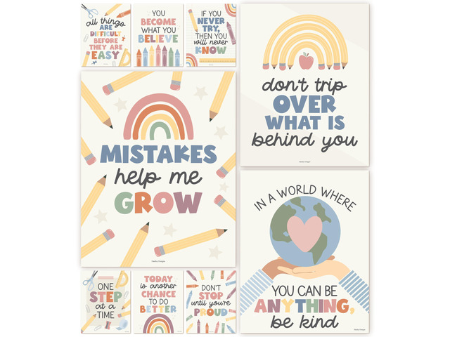 Motivational Poster for Classroom Decor Teacher Must Haves School Posters Boho Pastel Growth Mindset Posters, Inspirational Wall Decor Middle...
