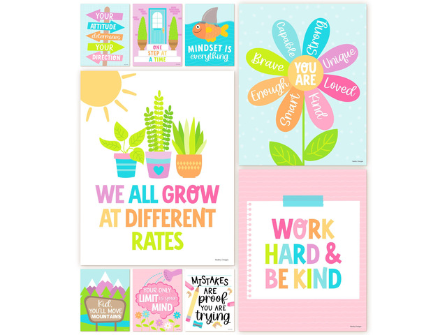 Motivational Poster for Classroom Decor Teacher Must Haves School Posters Colorful Pastel Growth Mindset Posters, Inspirational Wall Decor Middle...