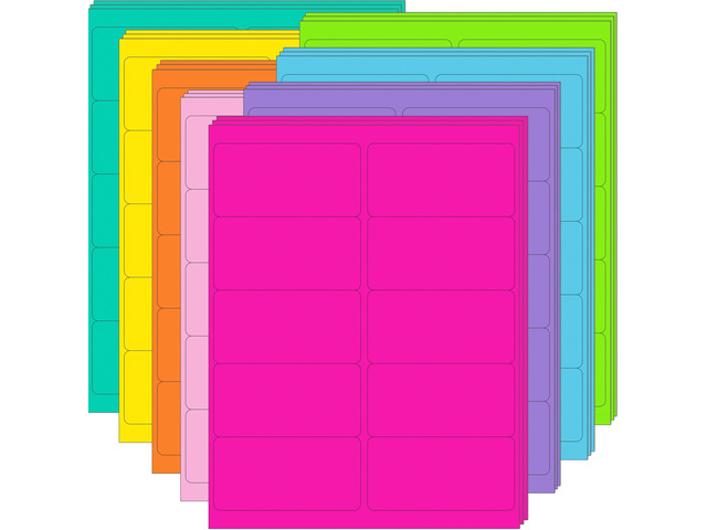 2' x 4' Colored Labels,400 PCS,8 Colors Stickers for Laser/Inkjet Printer 40 Sheets Bright Moving Shipping Address Labels for Laser/Inkjet Printer,...