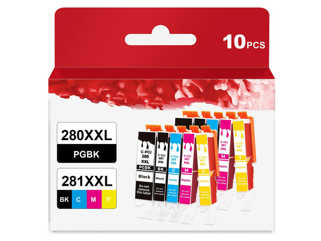 10 Pack 280XXL 281XXL 280 281 XXL Ink Cartridge to TR8620a TR8600 TR8620 TR8520 Ink Replacement for Canon PGI-280 CLI-281 XL to TR7520 TS702a...