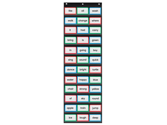 Sentence Strip Pocket Chart, 17' Wide x 56' Tall, Black Pocket Chart For Dry Erase Sentence Strips, Easy to Use & Hang, Reusable, For Classrooms,...