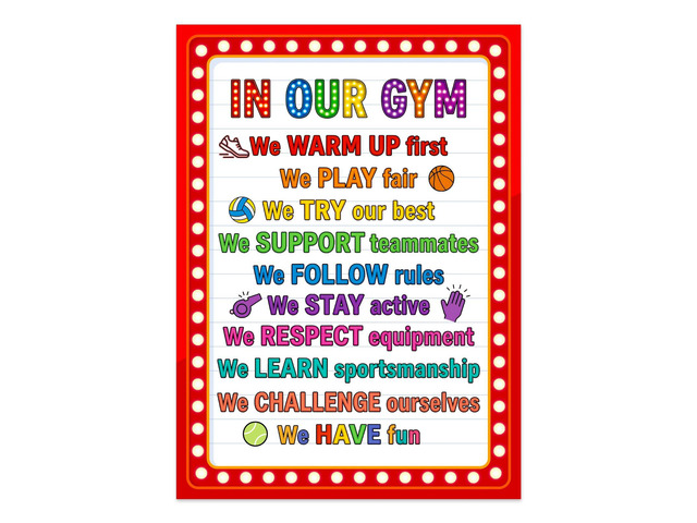 Physical Education Poster - 11.2''x16.5'' Colorful Gym Sport Poster Physical Education Teacher Must Haves for Elementary Preschool Kindergarten...