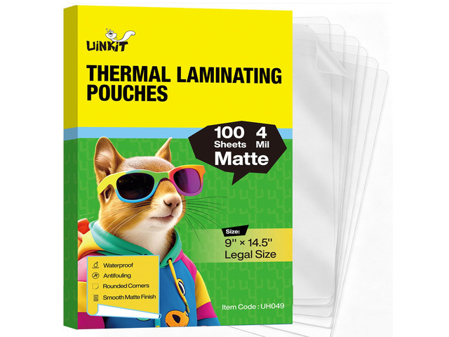 4Mil Matte Legal Size Thermal Laminating Pouches 8.5x14 Inches 100Pack Bubble-Free Laminating Sheets for Documents, Menus, Certificates & School...