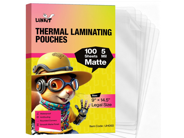 5mil Matte Legal Size Thermal Laminating Pouches, 100 Pack 8.5x14 Inches, Heavy Duty Anti-Glare Laminating Sheets for Safety Protocols, Machine...