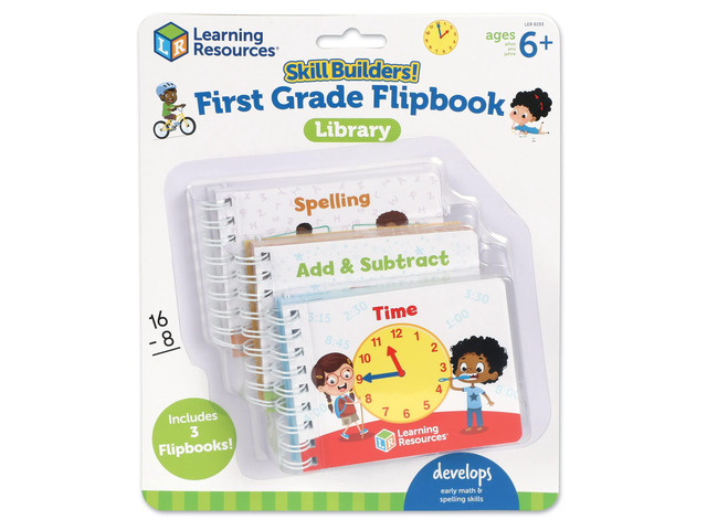 Skill Builders! First Grade Flipbook Library - 3 Pieces, Ages 6+, Math and Spelling Activities for Kids, First Grade Must Haves 0765023061932