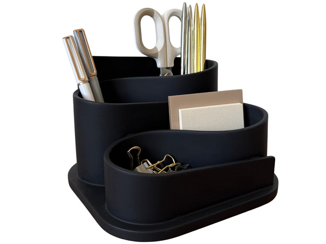 Black Modern Desk Organizer - Minimalist Desk Accessories Pen Holder Pencil Holder for Desk - Minimalist Desk Accessories & Workspace Organizers -...