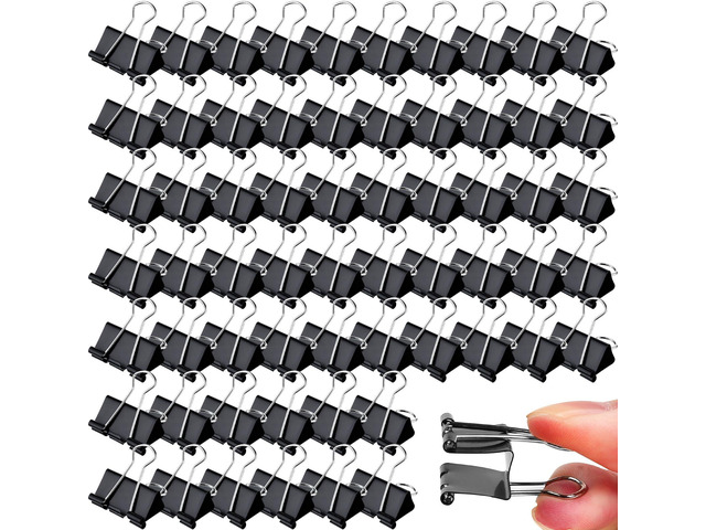 300 Pcs Medium Binder Clips Bulk 1.25 Inch Heavy Duty Paper Clamps Black Metal Binding Med Clips Office Supplies for Teachers Business