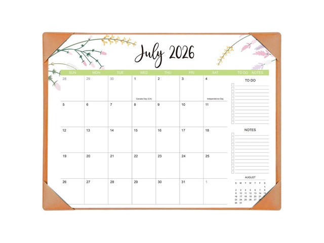 Desk Calendar 2026 with Desk Mat 22' x 17' Large Desk Pad Calendar Runs from July 2026 to December 2027, Floral Design Desktop Calendar for Home,...