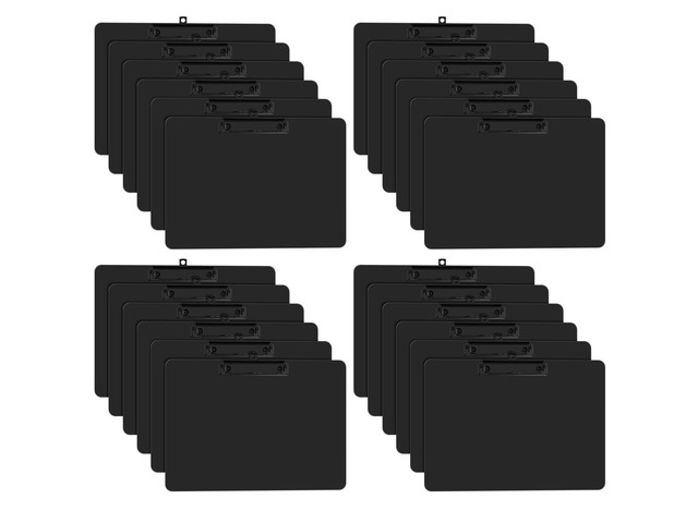 Horizontal Clipboard Set of 24, Black 8.5 x 11'' Clip Board Black Clip, 9 x 12.5'' Double-Sided White Board for Classroom, Students, Teacher,...
