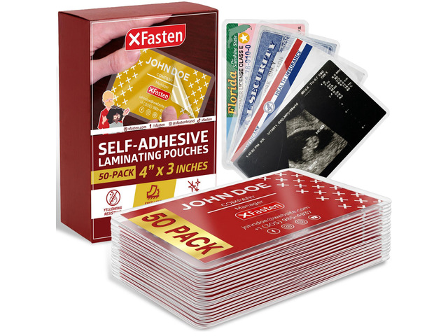 Self Sealing Laminating Pouches Business Card Size, 50-Pack, 10 Mil Non-Yellowing Business Card Laminating Pouches, Self-Adhesive Laminate Sheets,...