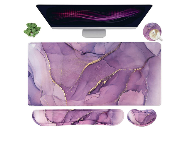 Large Mouse Pad and Keyboard Wrist Rest, Desk Pad for Keyboard and Mouse, 4-in-1 Large Gaming Mouse Pad with Wrist Support, Desk Mat for Home...