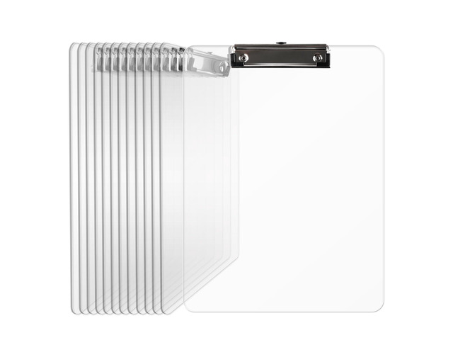 Plastic Clipboards Set of 12, A4 Acrylic Clear Board 8.5x11 Transparent Letter Size 9' x 12.5' for Classroom, Students,Office & School Supply