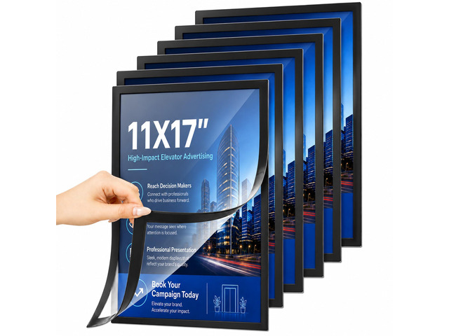 6-pack Magnetic Sign Holder, 11x17 Black Magnetic Paper Holder Dry Erase Reusable Design, 2 dry erase markers, 1 erasing cloth, And 4 pre-designed...