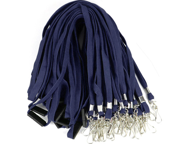 25 Pack Breakaway Lanyard with J-Hook Bulk Flat Lanyards for Name tag ID Badges (Midnight Blue, Breakaway 25 Pack)