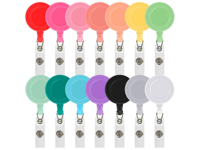 50 Pcs Retractable Badge Reel, Clips Holder Mixed Solid Color Nurse Strong Pull Resistance,Keychain Bulk Reels for Nurse Doctor Teachers Students...