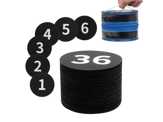 Black Carpet Spots Markers for Classroom - 36 Pcs 4 Inch Floor Sitting Dots with Numbers for Preschool Kindergarten Elementary