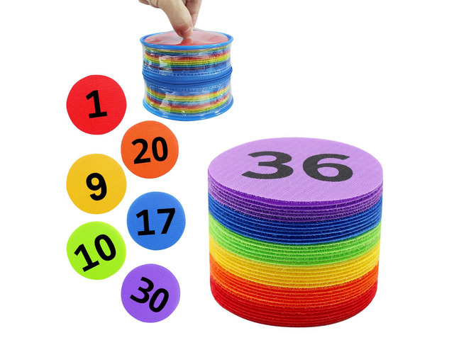 Carpet Markers with Numbers - 36 Pcs 4' Classroom Sitting Carpet Dot Number 1-36, Floor Rug Circles Marker Spot for Preschool Kindergarten Elementary