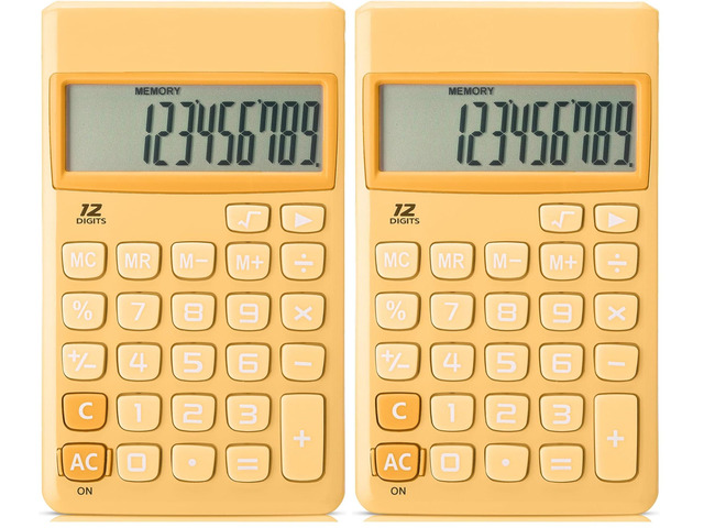 Standard Function Calculator, 12 Digits, Small Calculator, Orange (Pack of 2)
