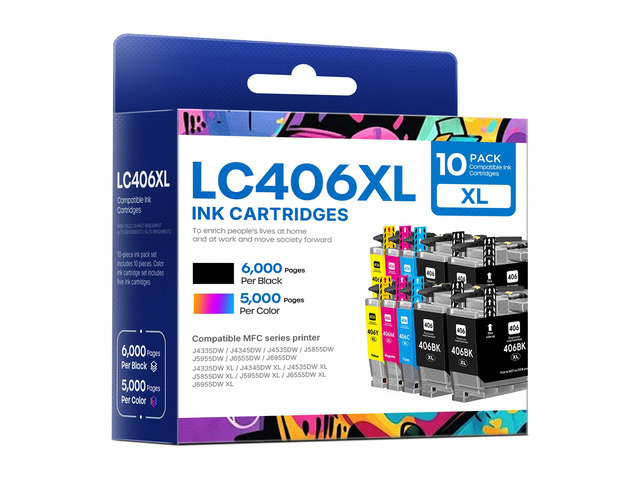LC406XL LC406 Ink Cartridges Compatible for Brother LC406XL LC 406XL LC 406 Ink for MFC-J4335DW MFC-J5855DW MFC-J4535DW MFC-J4345DW MFC-J5955DW...