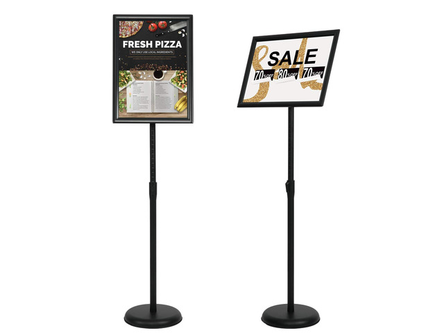 11 x 17 Inch Adjustable Pedestal Sign Holder Poster Stand, Heavy Duty Floor Standing Sign Holder Stand Aluminum Snap Open Display Frame for...