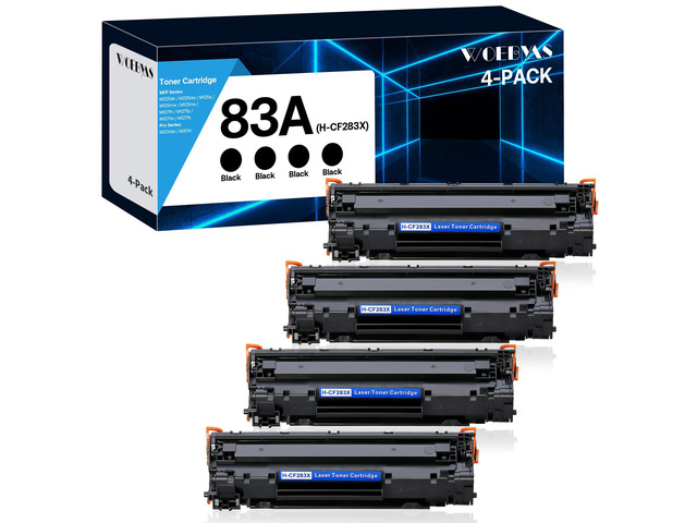 83A CF283A Black Toner Cartridge Compatible Replacement for HP 83A CF283A 83X CF283X for HP LaserJet Pro MFP M125nw M201dw M225dw M255dn M201n, 4-Pack